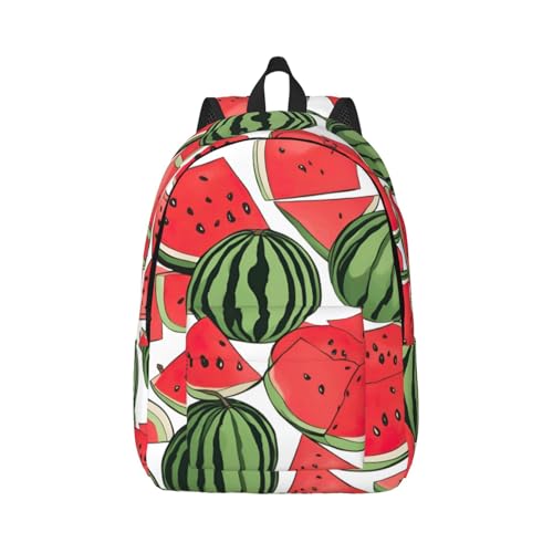 Vbcxza Mochila de lona con estampado de sandía roja, tamaño mediano y pequeño, perfecta para senderismo, viajes y uso diario, Black, S, Mochilas rucksack