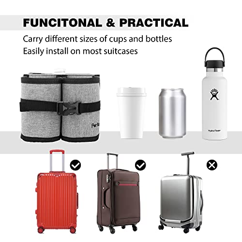 Perilogics Luggage Travel Cup Holder Attachment For Suitcase Drink, Coffee Mug, Bottle Caddy. Traveler Carry On Hands Free Accessory. Ideal For Frequent Travelers Or Flight Attendants Gift. #TOP7