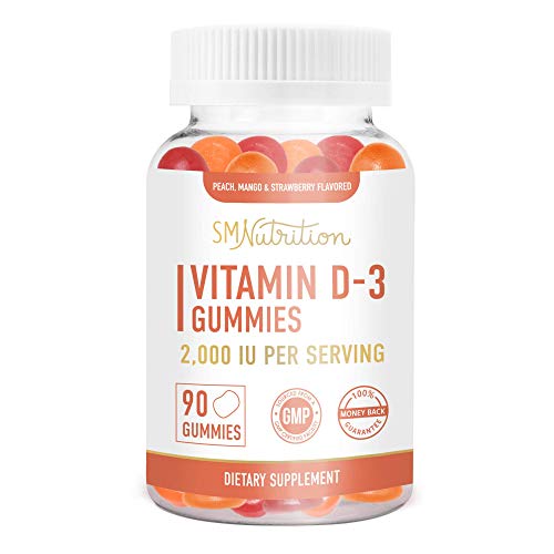 Vitamin D3 Gummies for Adults (90 Count) - 25mcg (1000 IU) Per Gummy - Bone Health, Immunity, Mood Support Gummies; Third-Party Tested.