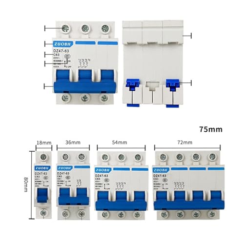 Disjoncteur DZ47-63-3P interrupteur à air triphasé modulaire 50A