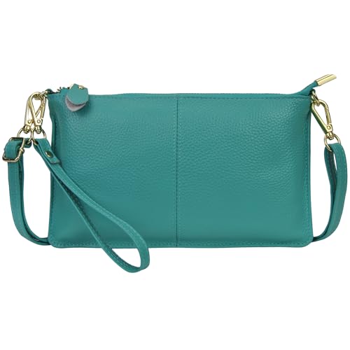 NGIL Women Genuine Leather Crossbody Wristlet, Women's Handbag, Chic Shoulder Bag Small Wristlet Wallet, Golden Accent Zipper