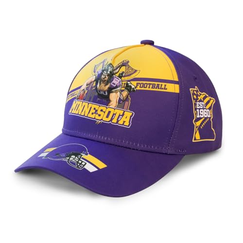Purple Football City Silhouette Baseball Cap for Men Women Adjustable Print Hat Gifts for Minnesota Fans Game Day Headwear
