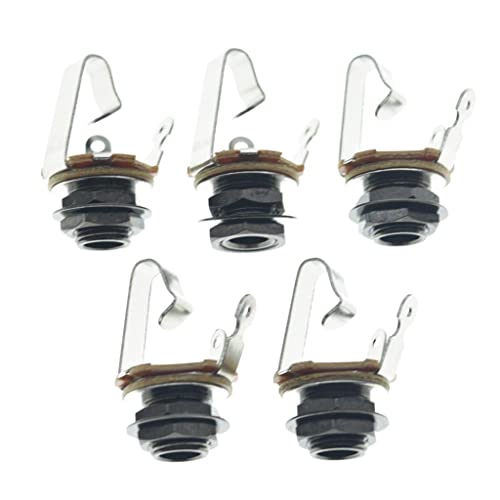 Prise jack mono 6.35mm KAISH en nickel noir pour guitare et basse lot de 5 pièces
