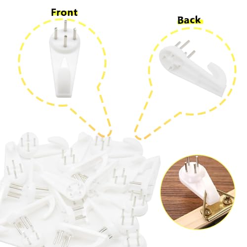 Image of 20 PCS Picture Hanging Hooks Plastic Invisible Nail Hangers Concrete Wall Hooks Hardwall Picture Hangers Picture Hook for Photo Frame Decorations (XK-SL /50x20x10mm)