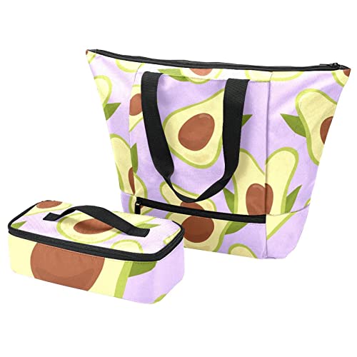 Sac fourre-tout motif avocat multicolore et sac de voyage isotherme repas