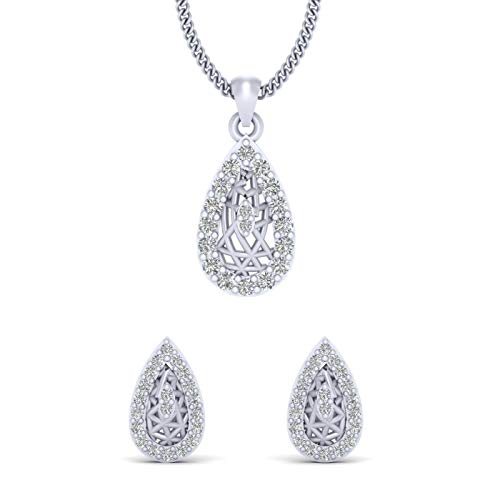 Juego de diamantes 0.37TCW en forma de pera con malla de plata maciza