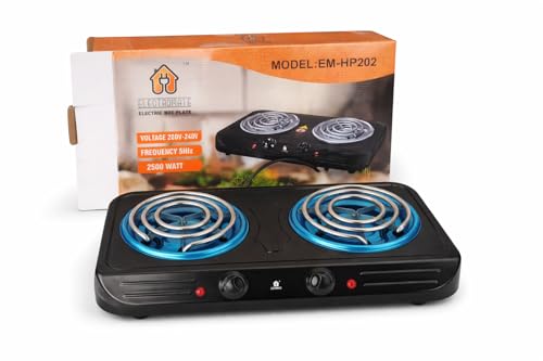 Image of Double burner Heavy Duty Powder Coated 2000 Watts Electric Coil Cooking Stove | Works With All Cookwares) Cooking Heater (2 Burner) Electric