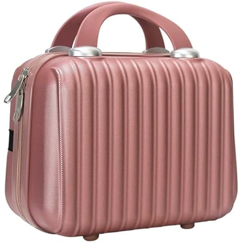 Makeup Travel Case 11 inch Hard Shell Cosmetic Organizer Bag Small Portable Make up Train Hand Luggage with Elastic Strap ABS Mini Suitcase Valentines Day Gifts for Her. Cover