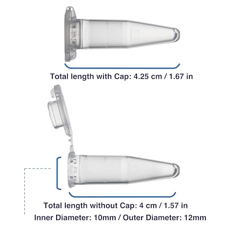 Image of Kashi Scientific 1.5mL Clear Microcentrifuge Tube with Safety Lock Snap Cap Safety with Graduation, Lab Grade Polypropylene Plastic [1.5mL Safelock, 500]