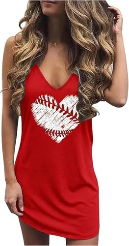 Image of Live Simple Coconut Tree Sleeveless Dress Sunshine Sand Beach Women's Summer Casual V Neck Mini Dress