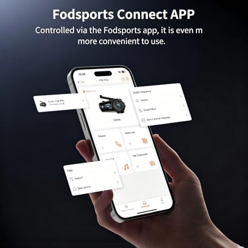 Image of Fodsports FX8 PRO Motorcycle Bluetooth Intercom, 10-Rider Group Helmet Communication System, Music Sharing, Universal Wireless Interphone（APP /Waterproof /Stereo Music /GPS /2 Mics） (Double Pack)