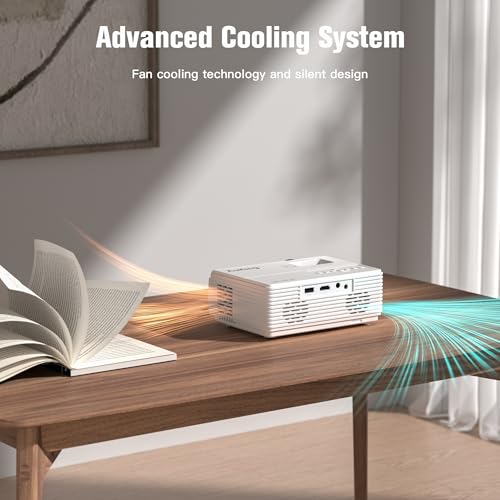 Image of AuKing Projector, 2026 Upgraded Mini Projector, Full HD 1080P Home Theater Video Projector, Compatible with HDMI /USB /Smartphone /TV Box /Laptop (White)