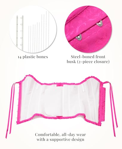 Image of SZIVYSHI Corset Tops for Women, Bustier Shapewear Lingerie, Lace Waist Push Up Bodysuit