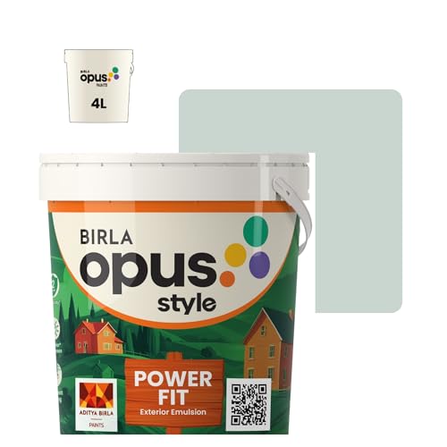 Image of Birla Opus Style Power Fit Exterior Emulsion Paint (4L, Chalky Green, Matte Finish) | Superior Whiteness & Brightness, Excellent Finish, Low VOC | 2 Yr Warranty | For Exterior, Outdoor Walls
