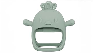 Beißspielzeug, Zahnungshilfe, Beißring aus Silikon BPA-frei, wundes Zahnfleisch zu stimulieren und zu massieren,ab 3 Monaten (GRÜN, Vogel)