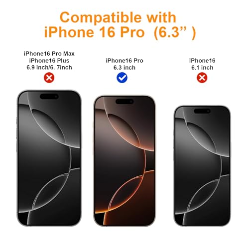 Image of OneFish for iPhone 16 Pro 6.3 inch Tempered Glass Screen Protector 2 Pack Auto Dust-Elimination Easy Installation HD Clear Screen Protector