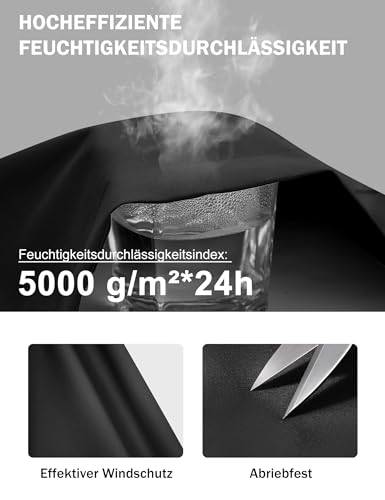 PONCEAU Damen Wasserdicht Regenjacke Lang Windbreaker Übergangsjacke Leichte Atmungsaktiv Outdoorjacke Raincoat Regenponcho Regenparka Trenchcoa Regenmantel mit Kapuze