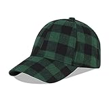 langzhen plaid print regolabile baseball cap morbido cotone blend checked print cappello esterno cap per uomini donne (griglia verde + nero)