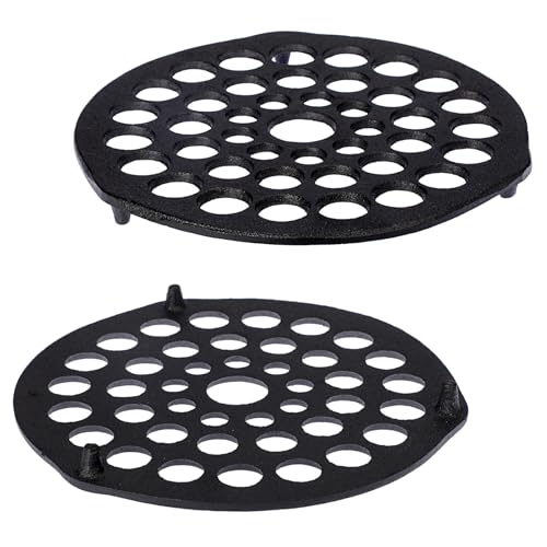 OLegei 2pcs Dessous de Plat en Fonte Vintage protéger Les Plats Chauds Support pour Casserole, Fours hollandais, Grille à Viande (Noir，Rond)