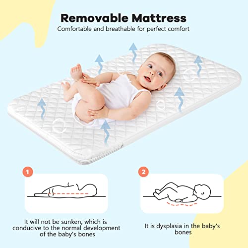 Cowiewie Baby Bassinets,Bedside Sleeper For Baby/Infants/Newborn With Storage Basket,Easy To Assemble & Adjustable Bedside Crib,Safe Portable Baby Bed,Travel Bag Included #TOP3