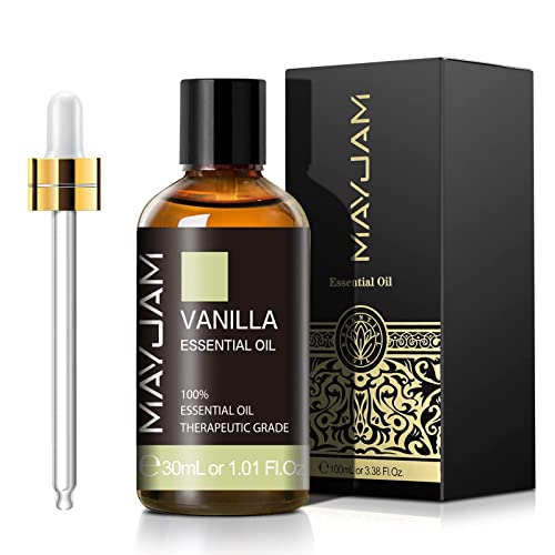 MAYJAM Huiles Essentielles Vanille 30 ml, 100% Naturelles Pures Huile Essentielle D'aromathérapie de Qualité Thérapeutique, Huiles Parfumées pour Diffuseur Humidificateur Cadeaux Parfaits