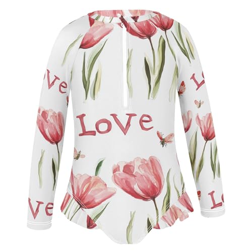 KLL Nature Flower White 1 Piecing Girls Swimsuit Long Sleeve Swimsuits for Teens Girls Bathing Suit Toddler 11-12 Year2