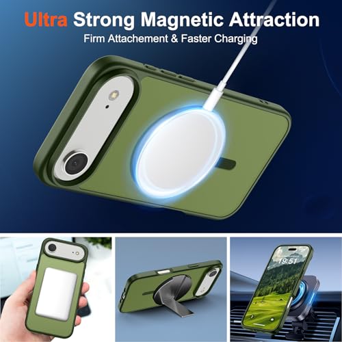 Image of SUPFINE Magnetic for iPhone Air Case (Compatible with MagSafe)(Military Grade Drop Protection) Slim Translucent Matte Shockproof with Anti-Fingerprint Phone Cover for 17 Air,Cangling Green