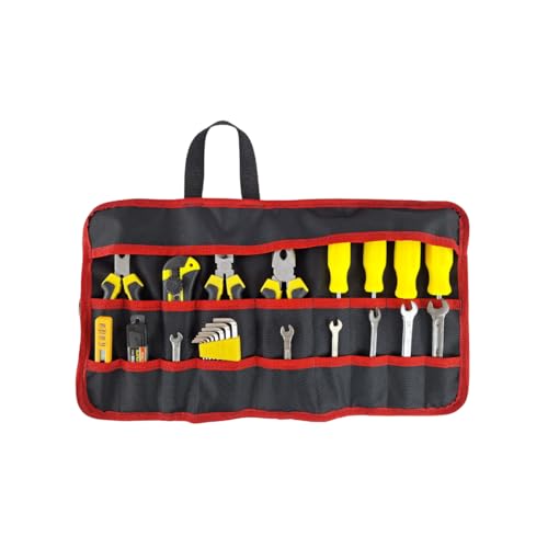 Estojo Porta Ferramentas Case Organizador Reforçado 18 Bolsos Divisões Dobrável Alça de Mão Eletricista Carpinteiro Mecânico ART MANIA (Vermelho)