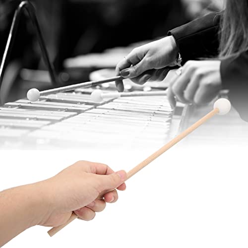 ZAWELIYO Młotek Dzwonkowy 2 szt. z rękojeścią klonową i gumową główką do Instrumentów Perkusyjnych Ksylofonu Marimba (Biały)