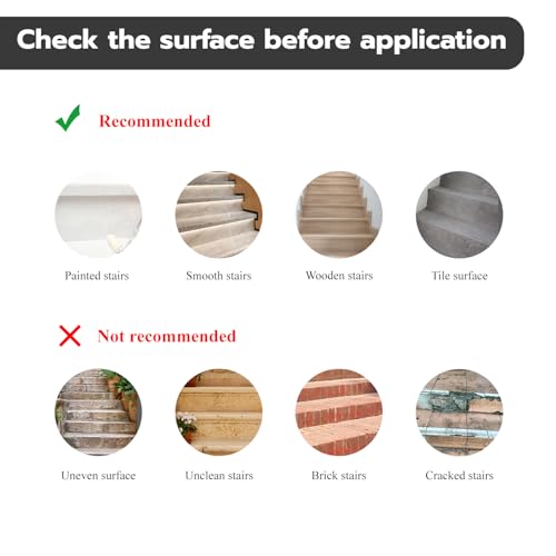 funlife 13Pcs Farmhouse Style PVC Stair Sticker, Peel and Stick Staircase Decals, Self-Adhesive Waterproof Stair Riser Stickers, 39.37\"x7.09\" Rustic White Grey Wood Pattern - Thumbnail 6
