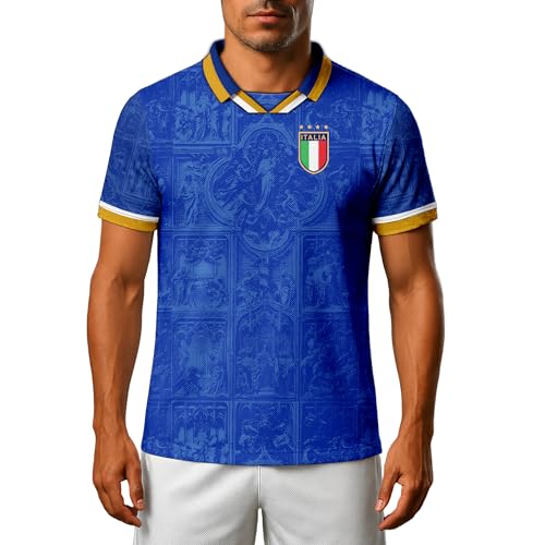 Italy Soccer Jersey Men Azzurri Vintage Blue Small