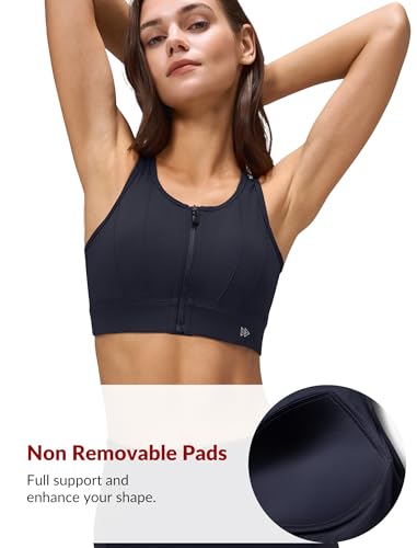 Image of Yvette Front Closure High Impact Sports Bra for Women | Cup Sizes A to DDD Up to 5XL, Sewn in Pads, No Underwire, Breathable Fabric Moisture-Wicking, Easy on and off, Full Coverage