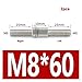 Double-Ended Threaded Rod M6 M8-304 Stainless Steel Dual Head Stud Bolts for Industrial and DIY Applications(M8x60mm 2pcs)