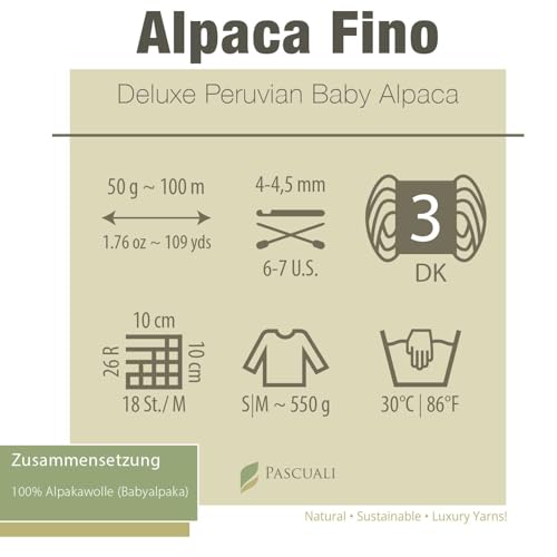 Laine d'alpaga douce PASCUALI Alpaca Fino pour peaux sensibles tricot anti-irritation vieux rose