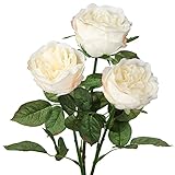 3 Stück Weiße Rosen Künstlich, Künstliche Blumen Wie Echt 61CM Ø10CM Einfacher Langer Stiel Kunstrose Realistischer Rosenstrauß für Home Wedding Party Office Valentinstag Dekoration