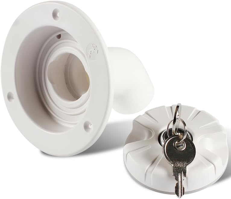 RV Accessories Caravan White Round Gravity Water Inlet with Lock for RV Boat Camper Trailer Exterior Hatch(Black)