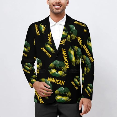 Jamaican Lipstick Print Men's Blazer Printed Button Suit Jacket Slim Sport Coat Blazers2