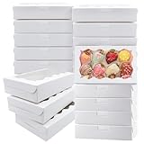 Jyongrmy 20 Unidades Cajas de Galletas Carton con Ventana, 18 X 11 X 4 cm Caja de Reposteria de Cartón, Caja de Regalo con Ventana Transparente para Empaquetar Pasteles, Galletas, Productos Navideños