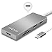 USB-C Digital AV Multi-port Adapter, AVOTCH USB C Hub ,3.1 Type C Hub , HDMI 4K Output, Card Reader, 3 USB 3.0 Ports for 2016 MacBook Pro and more USB C Devices - Grey