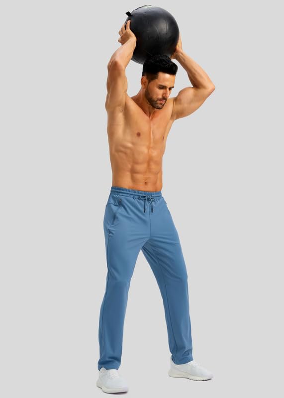 Pudolla Men's Athletic Pants with Zipper Pockets Stretch Workout Sweatpants Lightweight Running Joggers for Men - Image 6