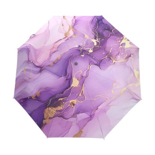 Parapluie coupe-vent violet marbre pliable à ouverture automatique