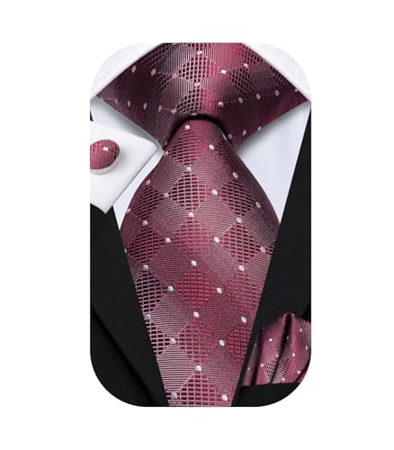 Image of Dubulle Silk Ties Set for Men Formal Paisley Striped Necktie Pocket Square Cufflinks 3PCS Sets Wedding Business Party