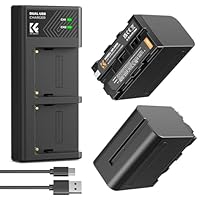 K&F CONCEPT NP-F970 2er-Pack 6600mAh Akkus und LED Ladegerät Kit Kompatibel mit Sony NP-F550 F570 F750 F770 F930 F950 F960 F970 für High Power LED Lichter/Monitor/Kamera Slider
