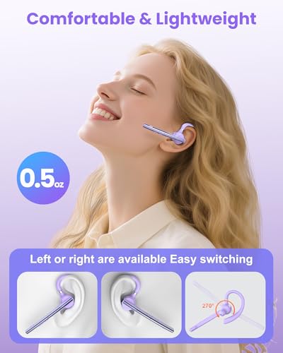 Image of New Bee Bluetooth Headset V5.1 72H Talk Dual Mic with Mute Button for Business, Wireless Hand-Free Bluetooth Earpiece with 500mAh Charging Case for Cell Phone Calls Trucker Driver