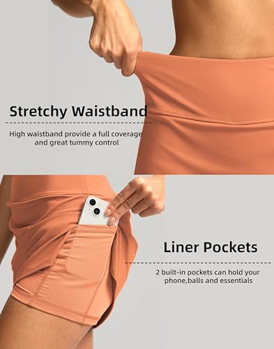 Image of SANTINY Women's Golf Skirts Skorts High Waisted Tennis Skirt Athletic Workout Casual Skorts for Woman with Short Pockets