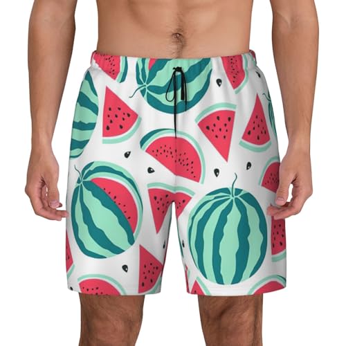 Fruits Watermelonshort Swim Trunks with Waist Rope and Two Side Pockets Beach Shorts Bathing Suits for Men