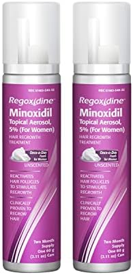 Regoxidine Women's Minoxidil Topical & Foam Helps Restore Top of Scalp Hair Loss and Support Hair Regrowth with Unscented Topical Treatment for Thinning Hair (5% Foam 4-Month Supply)