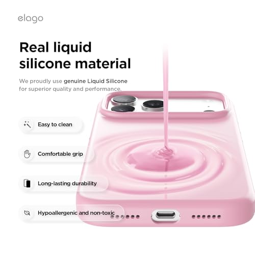 Image of elago for iPhone 17 Pro Max Case, Premium Magnetic Silicone Case, Compatible with MagSafe, Liquid Silicone Material, Protective Cover, Shockproof, Slim Phone, 6.9 inch (Hot Pink)