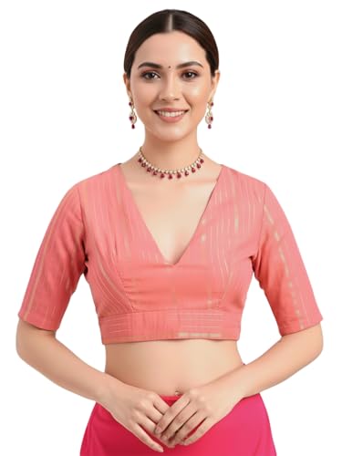 Image of Thevasa Women's Everyday Divine Depth V Neck Half Sleeves Blouse
