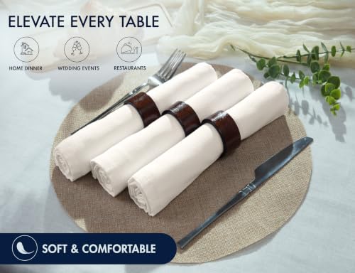 Image of Ruvanti Cloth Napkins Set of 12, Cotton Enrich 18 inchx18 inch - Natural